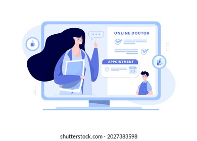 Make an appointment via online doctor app on illustration concept