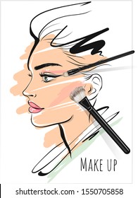 Make up art  beauty stylish face and makeup brushes