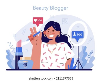 Make up artist concept. Professional artist doing a beauty procedure, applying cosmetics on the face. Visagiste doing makeup to a model using a brush. Flat vector illustration