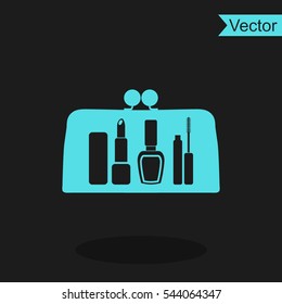 Make up bag with cosmetics vector icon. Ladies handbag sign.