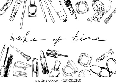Make up banner, hand drawn vector