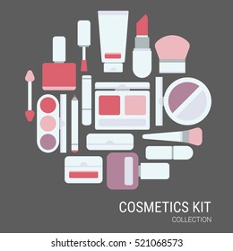 Make up and beauty collection.  Vector simple icon set.