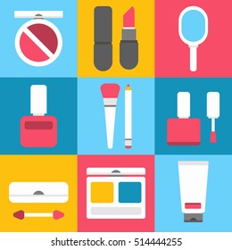 Make up and beauty icon set. Vector illustration.