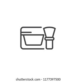 Make up blush and brush outline icon. linear style sign for mobile concept and web design. Face cosmetics simple line vector icon. Symbol, logo illustration. Pixel perfect vector graphics
