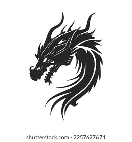 Make a bold statement with our striking black and white minimalist dragon head logo.