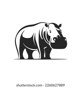 Make a bold statement with our striking, black and white, minimal hippo logo.