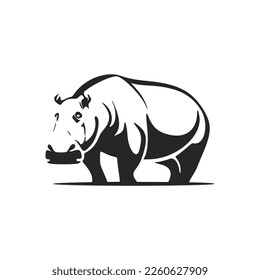 Make a bold statement with our striking black and white, clean and minimal hippo logo.