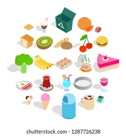 Make a breakfast icons set. Isometric set of 25 make a breakfast vector icons for web isolated on white background