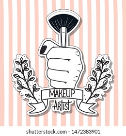 make up brush accessory in floral frame