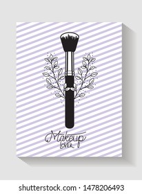 make up brush accessory in floral frame