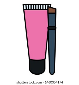 make up brush and bright drawing