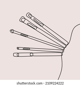 make up brush cosmetic oneline continuous single line art