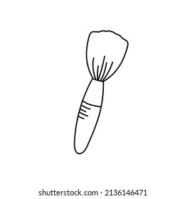 Pincel de maquillaje, pincel cosmético doodle en blanco y negro