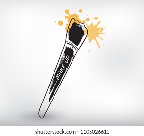 Make up brush in grunge style.Vector illustration.