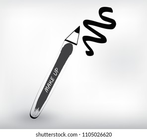 Make up brush in grunge style.Vector illustration.