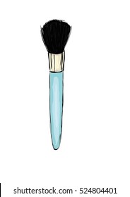 Make up brush hand drawn blue