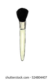 Make up brush hand drawn white