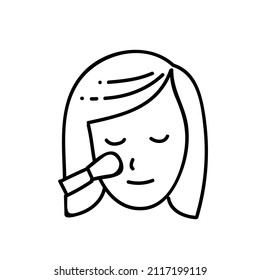 make up brush icon black and white vector illustration. Editable outline stroke.