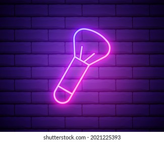 make up brush icon. Elements of Beauty, make up, cosmetics in neon style icons. Simple icon for websites, web design, mobile app, info graphics isolated on brick wall.