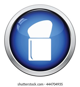 Make Up brush icon. Glossy button design. Vector illustration.