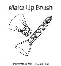 Make Up brush of  line illustration.Hand drawn vector illustration.Vector isolated outline drawing.Beauty element for design.Beautiful coloring page.