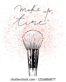 Make up brush with powder flying around, vectorr