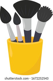 Make up brushes, illustration, vector on white background.