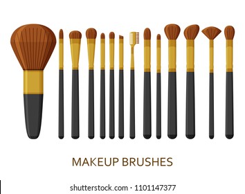 Make up brushes set. Cosmetic icons collection. Vector illustration. 