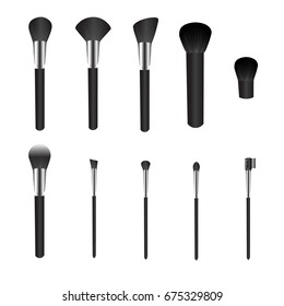 Make up brushes. Brushes set illustration. Isolated on white background.