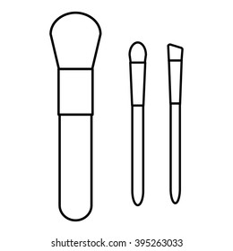 make up brushes thin line icons