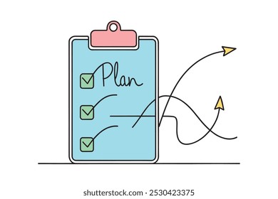 
Make business plan isolated doodle line art flat vector illustration on white background.