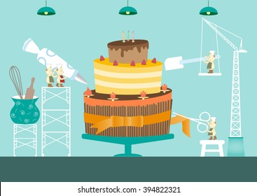 Make a cake ,Design for sweet concept ,vector illustration.