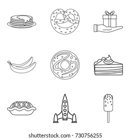 Make a cake icons set. Outline set of 9 make a cake vector icons for web isolated on white background