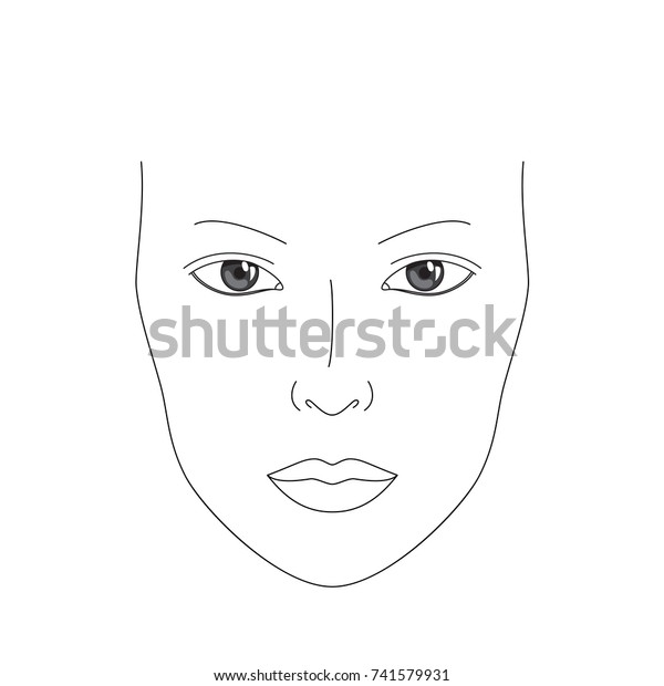 メイクアップ チャート 面グラフ メークアップの練習 描画 影の追加に使用するリアルな女性のイメージ ラインアートの女の子の顔 女性のベクターイラスト のベクター画像素材 ロイヤリティフリー