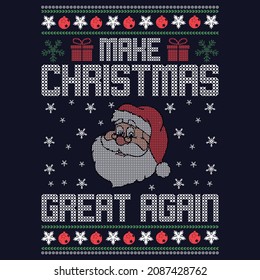 Make Christmas great again - Ugly Christmas sweater designs - vector Graphic