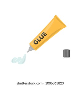 Make the clear glue out of the yellow metal tube for art craft vector illustration 