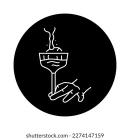Haga un icono de línea de color de cóctel. Obra de un barman.