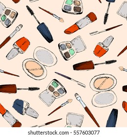 Make Up - Colored Seamless Pattern With Hand-Drawn Elements 2