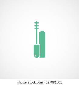 Make Up Cosmetic Brush Green Flat Icon On White Background