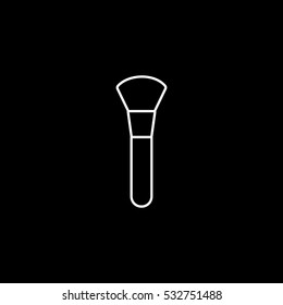 Make Up Cosmetic Brush Line Icon On Black Background
