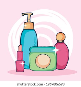 Make up cosmetic creams bottles