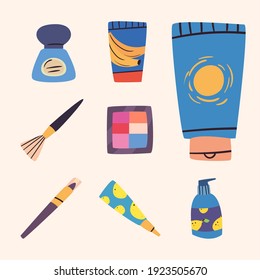 Make up and cosmetic icon set design, fashion style and skin theme Vector illustration