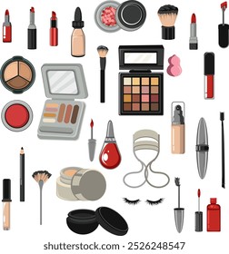 Make up Cosmetic Products Collection Beauty Enthusiasts Illustration
