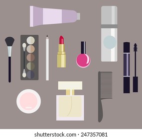 Make up cosmetic set flat