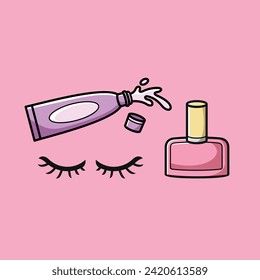 Make up cosmetics beauty girl theme vector design art