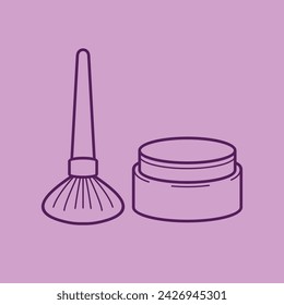 Make up Cosmetics beauty girl woman skincare vector outline design