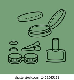 Make up Cosmetics beauty girl woman skincare vector outline design