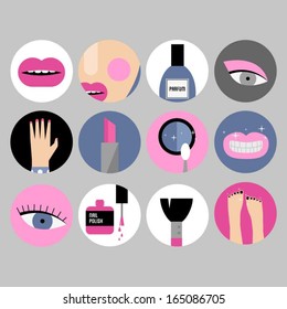 Make up and cosmetics icon set