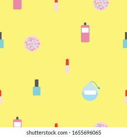 make up and cosmetics seamless pattern in vector.beauty and make up pattern for textile, fabric, wrapping, wallpaper