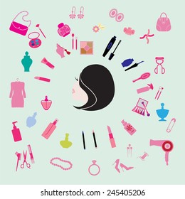 Make up and cosmetics vector illustration